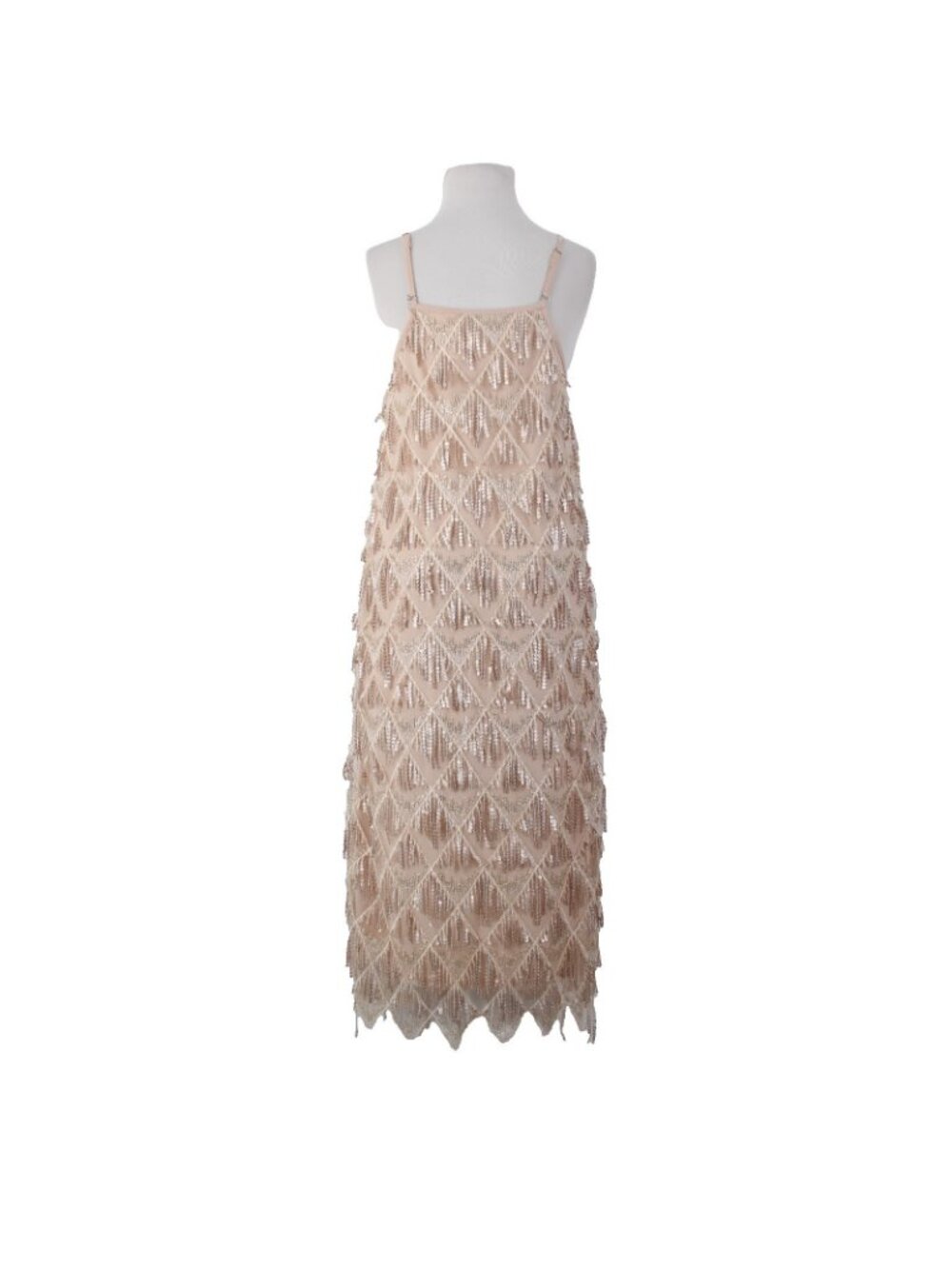 Hayden Dress Sz S Tan Gold Sequin Lined Pockets 100% Polyester Dress - Picture 4 of 10